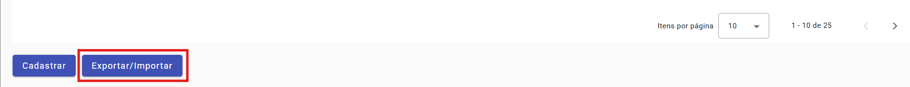 Botão de Importar e Exportar